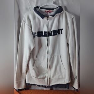 Element White and Gray Zip-Up Hoodie